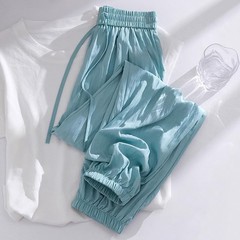 冰丝束脚工装裤女夏季薄款高腰萝卜裤防晒速干运动哈伦休闲裤