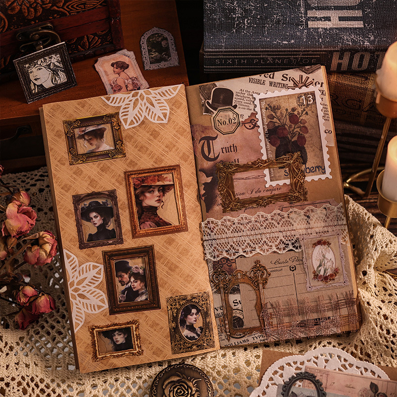 Arte punto pet transparente pegatinas de campana impermeable DIY material de borde retro foto decoración pegatinas retro