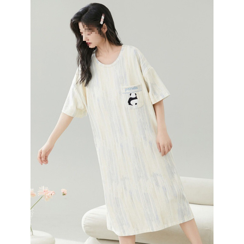 女性用ナイトガウン、夏用薄手半袖、膨らみ防止、オールインワン、大きいサイズ、胸パッド付き、屋外で着用可能、ホームウェア、コットン漫画|undefined