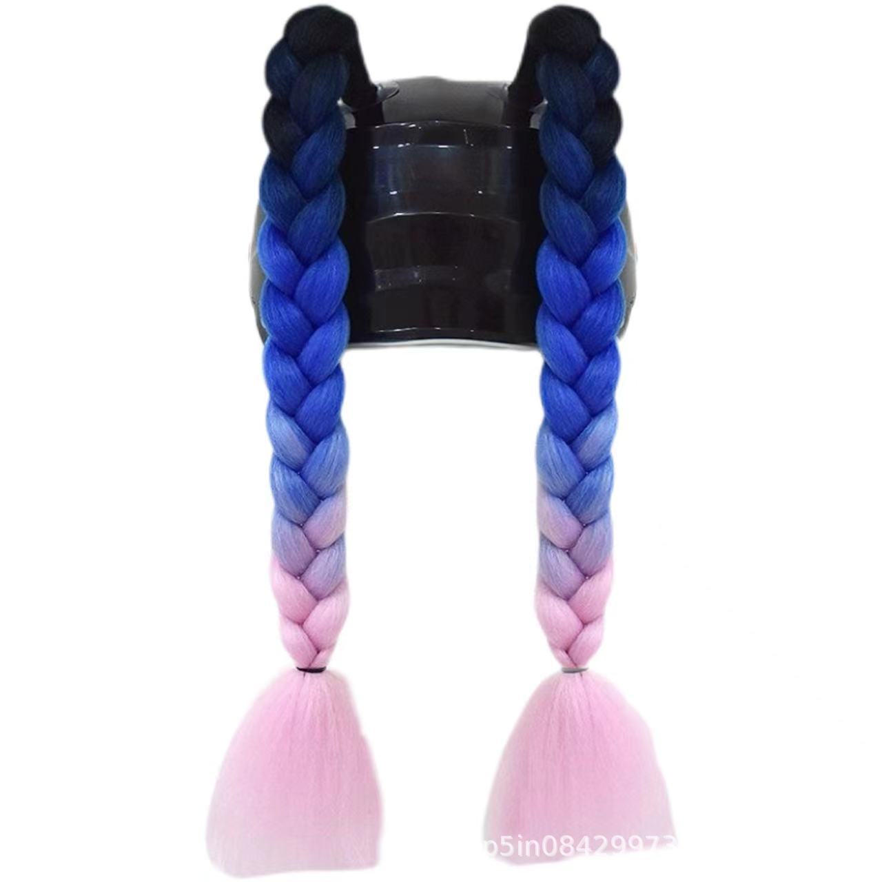 Helmet Decoration Braids Are a Hot-Selling Cross-Border Item for Motorcycle Helmets, Featuring Two Colorful Ponytail Braids