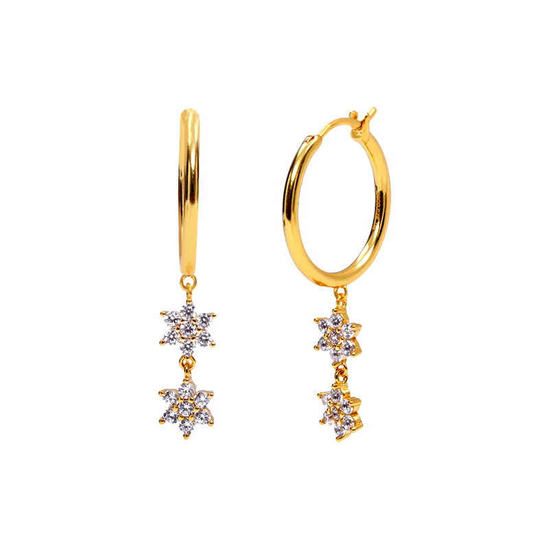 Europe And America Diamond Star Earrings Female Fashion Star Copper Earrings Wholesale display picture 1
