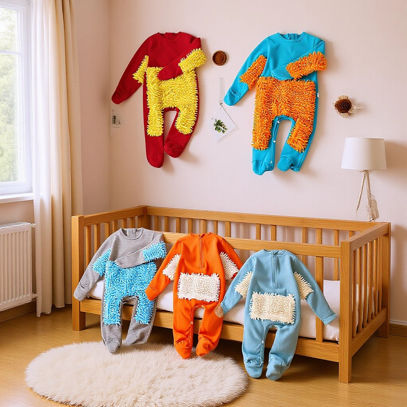 Baby Jumpsuit, Infant Mop Suit, Crawling Suit for Cleaning Floors, Anti-Dirt One-Piece Floor Cleaning Tool