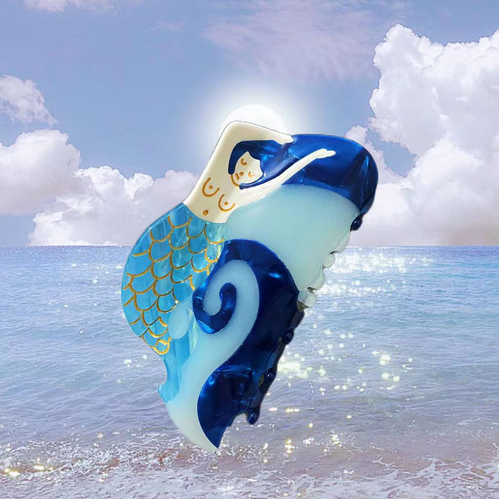 Avancerad sjöjungfru ättiksyraklämma personlig hårnål för flicka Luxemburg drömplanet hajklämma sidoklämma hårnål_voghion.com