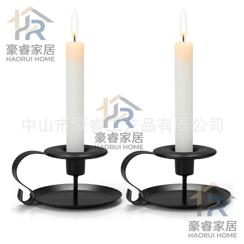 Cross-Border Amazon Black Tea Cup Candle Holder Old Retro Small Iron Candle Holder Aromatherapy Candle Wedding Props