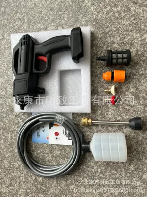 water gun high-power lithium battery | Portable car washer - black-bare-metal-accessories-excluding-batteries-and-chargers-carton