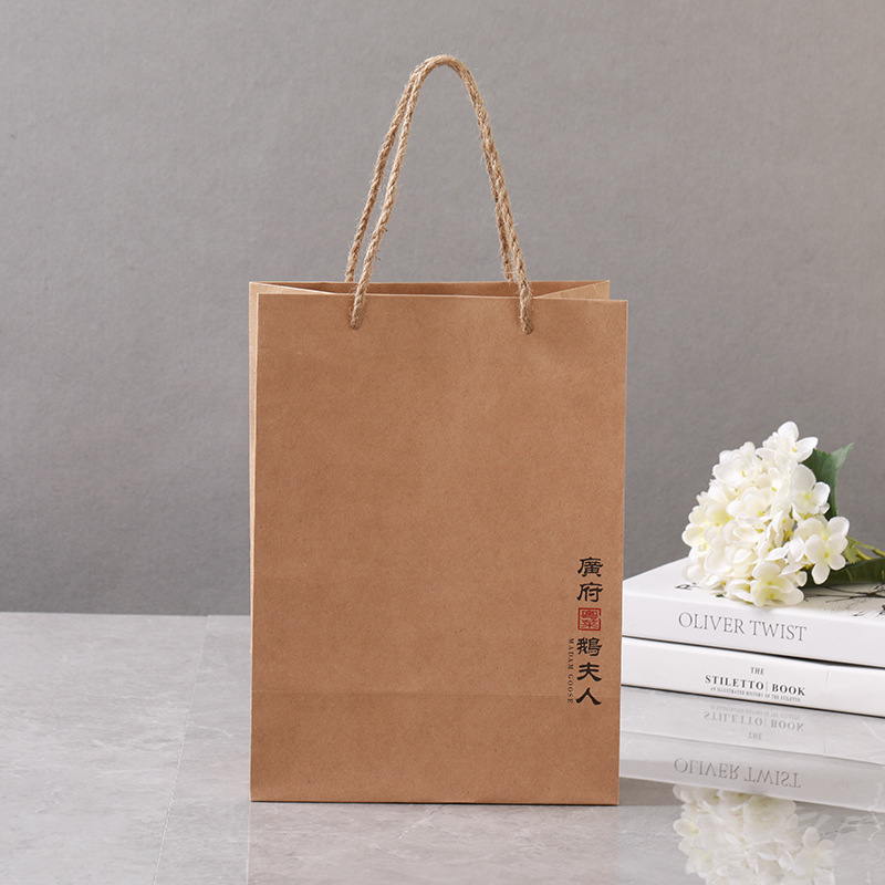 小礼品红酒袋批发水洗牛皮纸袋防油可折叠外卖打包手提袋子现货