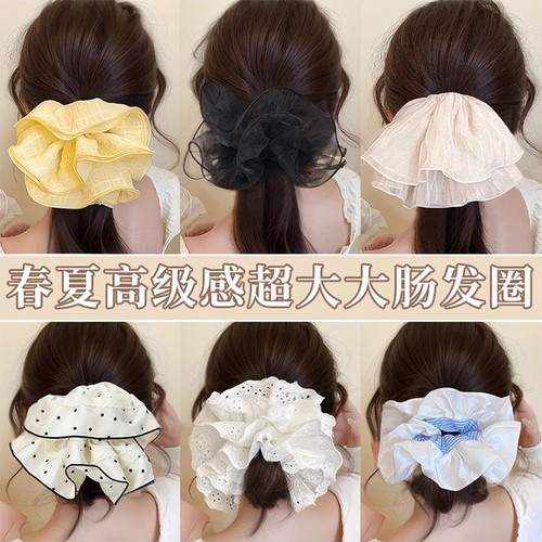 Large hair ring, extra-large bun headband, ballerina-style lace hair rope with floral accents, bohemian-inspired hair accessories