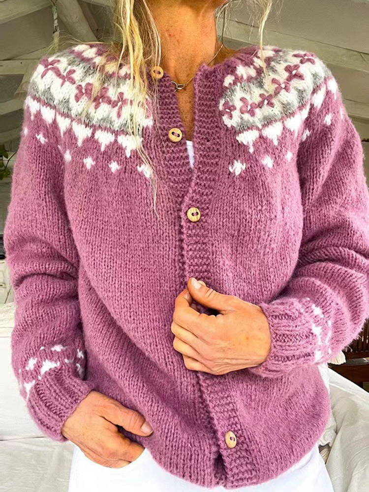 Этно- knitted sweater, cardigan, jacket, city style, European style, ethnic style, wish