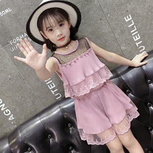 Girls Summer Suit 2022 New Fashion Korean Style Medium and Large Kidsren's Short-Sleeved Two-Piece Set Kidsren's Summer Fashion