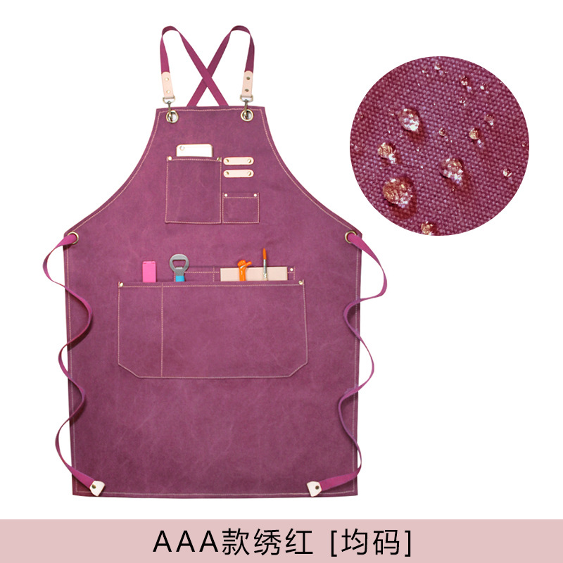 Amazon engrosada lienzo delantal logotipo personalizado leche té tienda bar chef peluquería guardapolvos delantal al por mayor