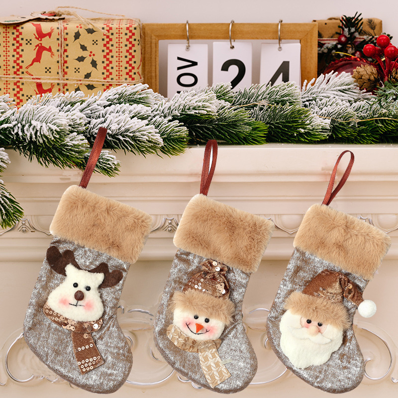Cross-border Christmas decoration Christmas socks gift bags children's candy socks Christmas tree pendants gift bags party decorations
