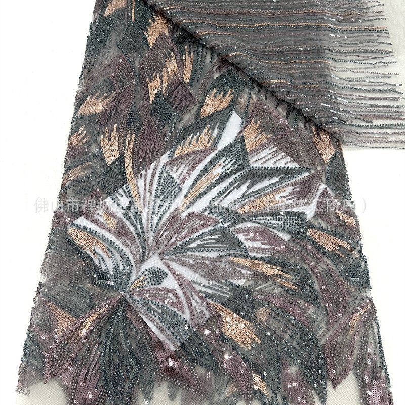Nuevo diseño Gaoding vestido de boda transfronterizo tela de moda tubo de perlas bordado tela de malla tela de encaje image 6