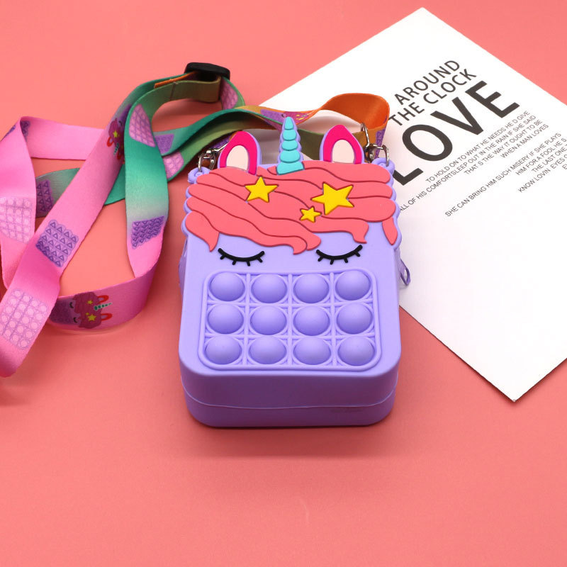 Ratón asesino Pioneer prensa bolsa de hombro de color unicornio bolsa de los niños bolsa de mensajero cuadrado fresa monedero