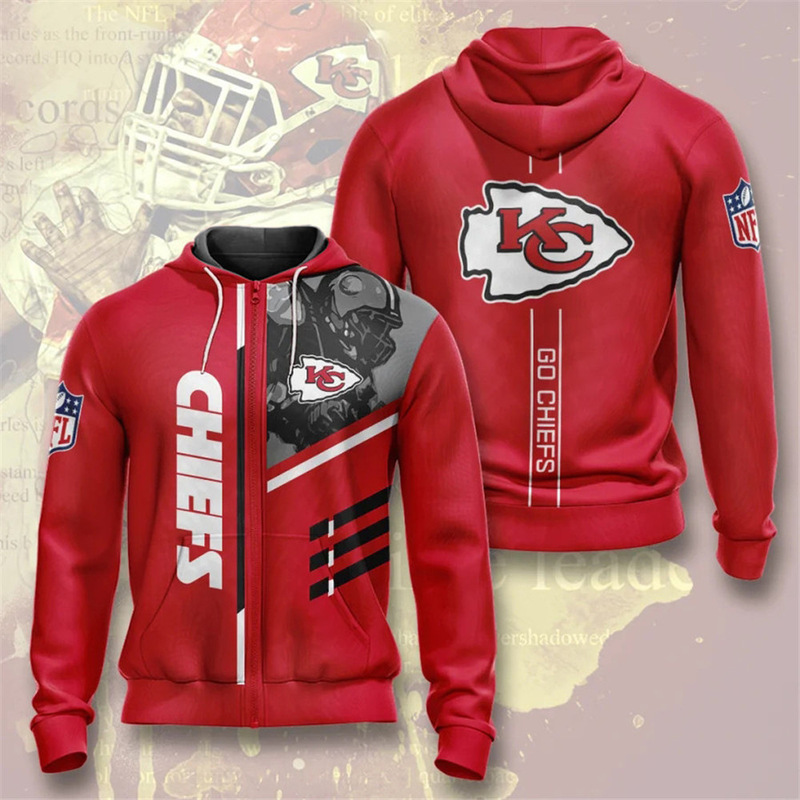 European and American Cross-border Digital Printing NFL Sweatshirt Hohoodie Trendy Rugby Zipper Cardigan