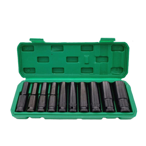 Wholesale 10-piece set 1/2 electric wrench hexagon lengthened sleeve head frame worker small wind gun big fly set