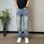 青年美式直筒男款牛仔裤