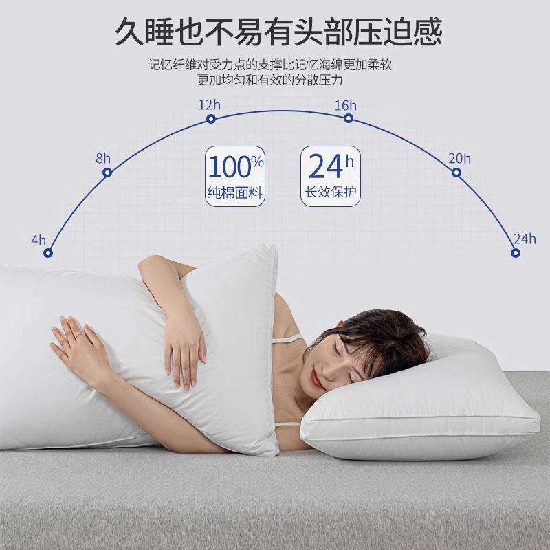 Almohada súper suave de algodón, un par de núcleos de almohada, protección de la columna cervical, ayuda a dormir, dormitorio de estudiantes masculinos, sueño bajo