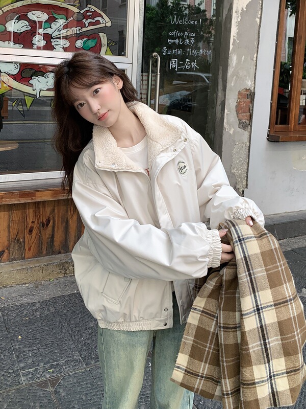 小个子棉衣棉服女2025年新款学生棉袄羊羔毛学院风超好看夹棉外套|undefined