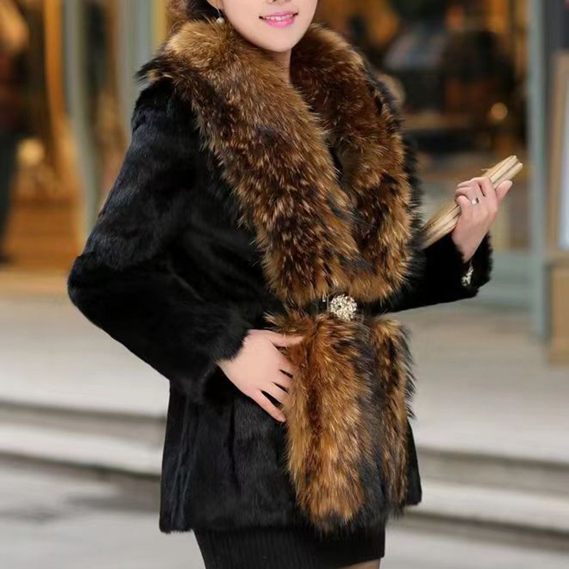 Women's Clothing New autumn and winter fur coat for women long coat raccoon fur collar mink velvet thickening_voghion.com