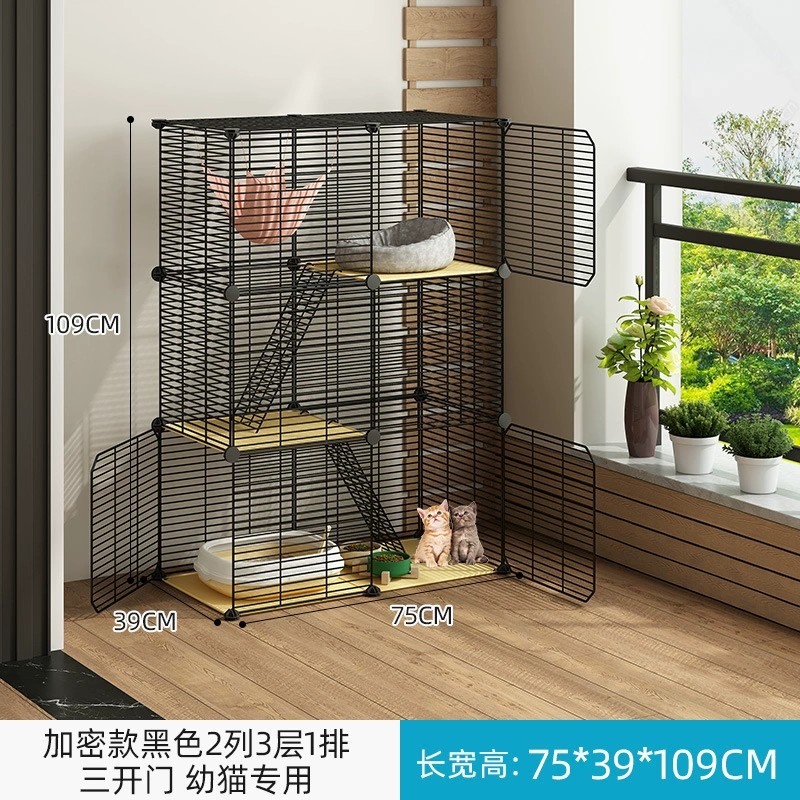 Cat Cage Double-Layer Indoor Pet House, Integrated Litter Box, Multi-Layer Kit