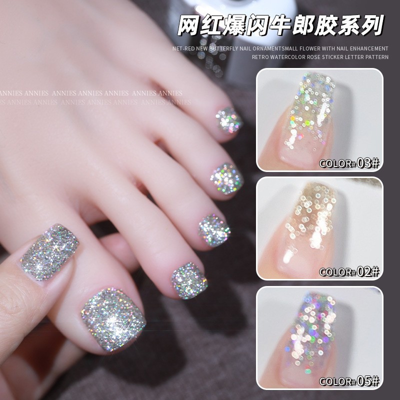 Flash diamante esmalte de uñas pegamento 2023 nueva celebridad de Internet popular color blanco lentejuelas pegamento de diamante para salón de uñas
