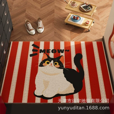 Avtomobil döşəmə paspasları — Mat, Carpet Can Be Cut - red-striped-cat-4060cm