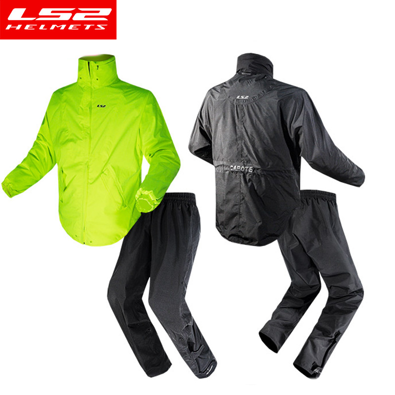 LS2 motocicleta impermeable pantalones de lluvia traje de hombres y mujeres a prueba de lluvia transpirable cómodo motocicleta equipo de viaje noche reflectante