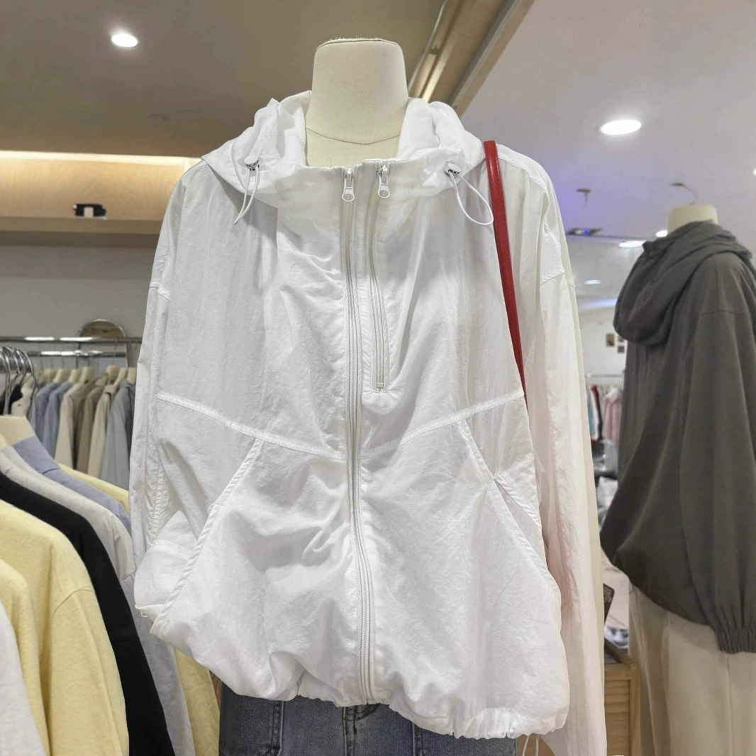 Новая летняя свободная повседневная однослойная тонкая универсальная куртка с капюшоном на двойной молнии, легкая куртка, женский солнцезащитный топ