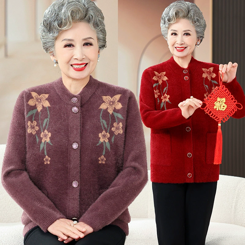 Весна и осень вязаные свитера для пожилых людей