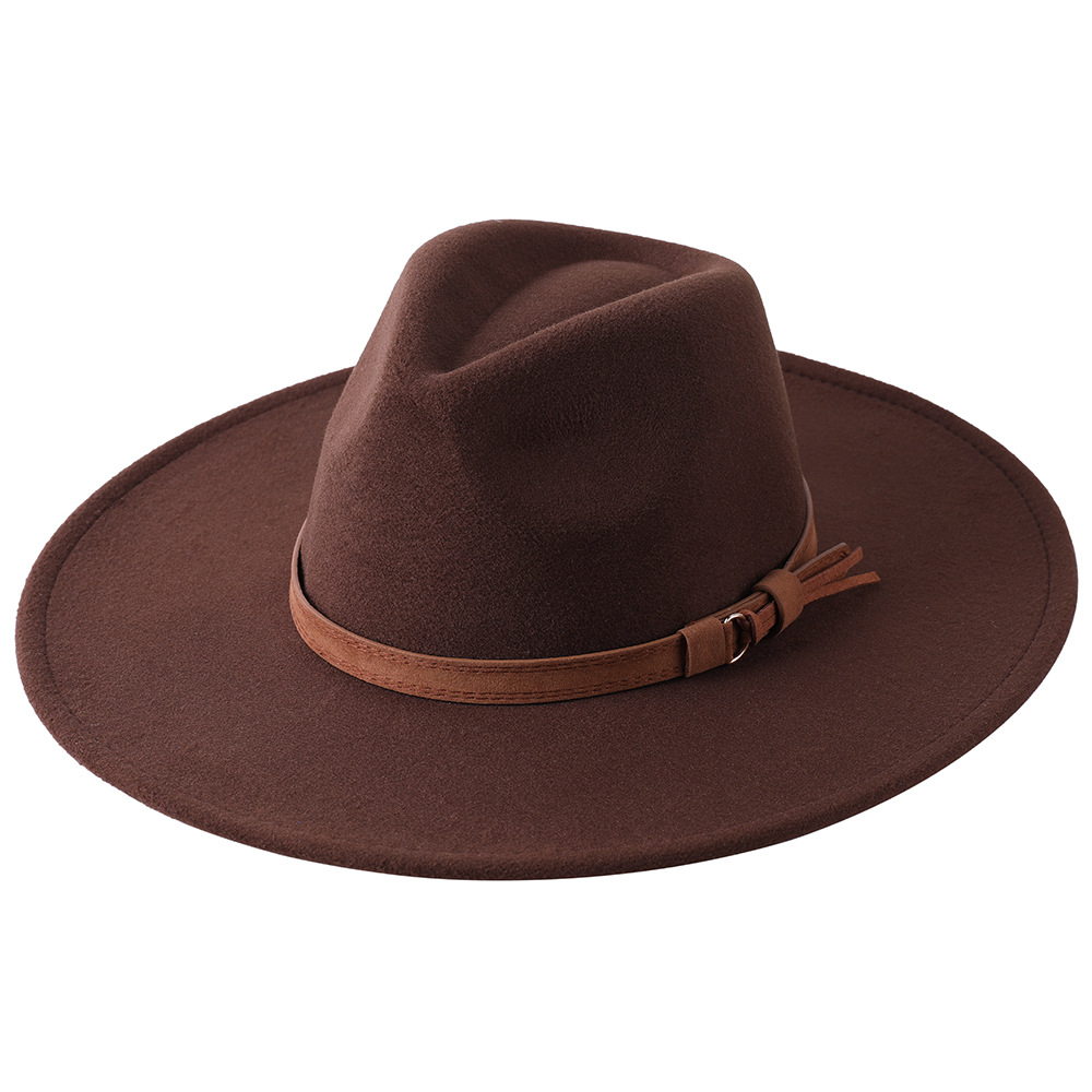 Sombrero de fieltro de ala ancha europeo-americano, sombrero de copa de lana con ala de 9 cm, sombrero de jazz unisex de otoño/invierno.