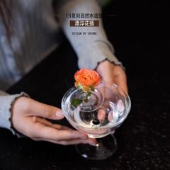 漂浮花插新款简约侘寂风插网红花器鲜花水培器皿花盆花瓶客厅布置