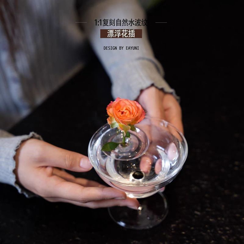 漂浮花插新款简约侘寂风插网红花器鲜花水培器皿花盆花瓶客厅布置|undefined