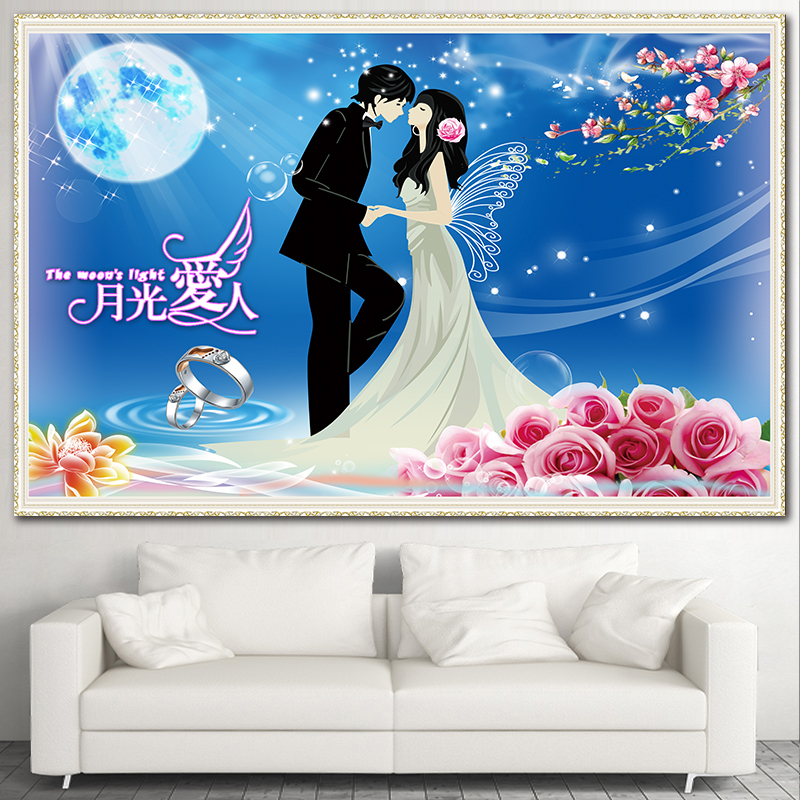Restaurant Self-Adhesive Fake Frame Painting Bedroom Bedside Sticker Modern Decorative Painting Self-Adhesive High-Definition Wall Mural