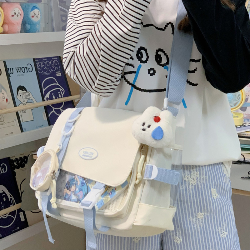 Cute College-Style Crossbody Bag for Women, Japanese-Style Ins Student Large-Capacity Versatile Messenger Bag, Fashionable Transparent Ita Bag Cute College-Style Crossbody Bag for Women, Japanese-Style Ins Student Large-Capacity Versatile Messenger Bag, Fashionable Transparent Ita Bag