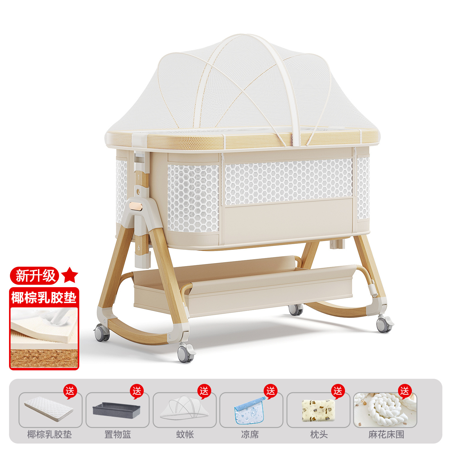 Cama de bebé móvil portátil cuna cama plegable multifuncional BB cama para recién nacidos empalme cama grande