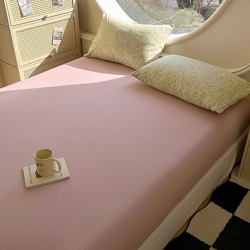 Colchón de cama de algodón de punto de primavera y verano transpirable de color Cubierta antipolvo Cubierta protectora de colchón fija Cubierta de cama completamente envolvente