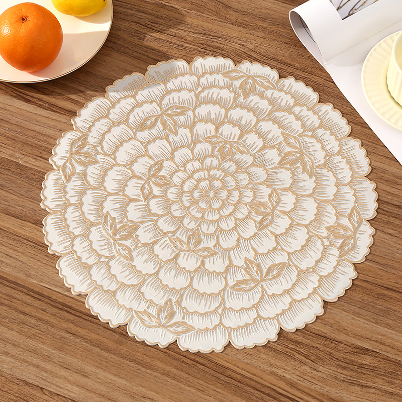 Mantel de PVC redondo francés de Amazon, impresión creativa, almohadilla de aislamiento de café de alta calidad, almohadilla de aislamiento de restaurante de lujo ligero