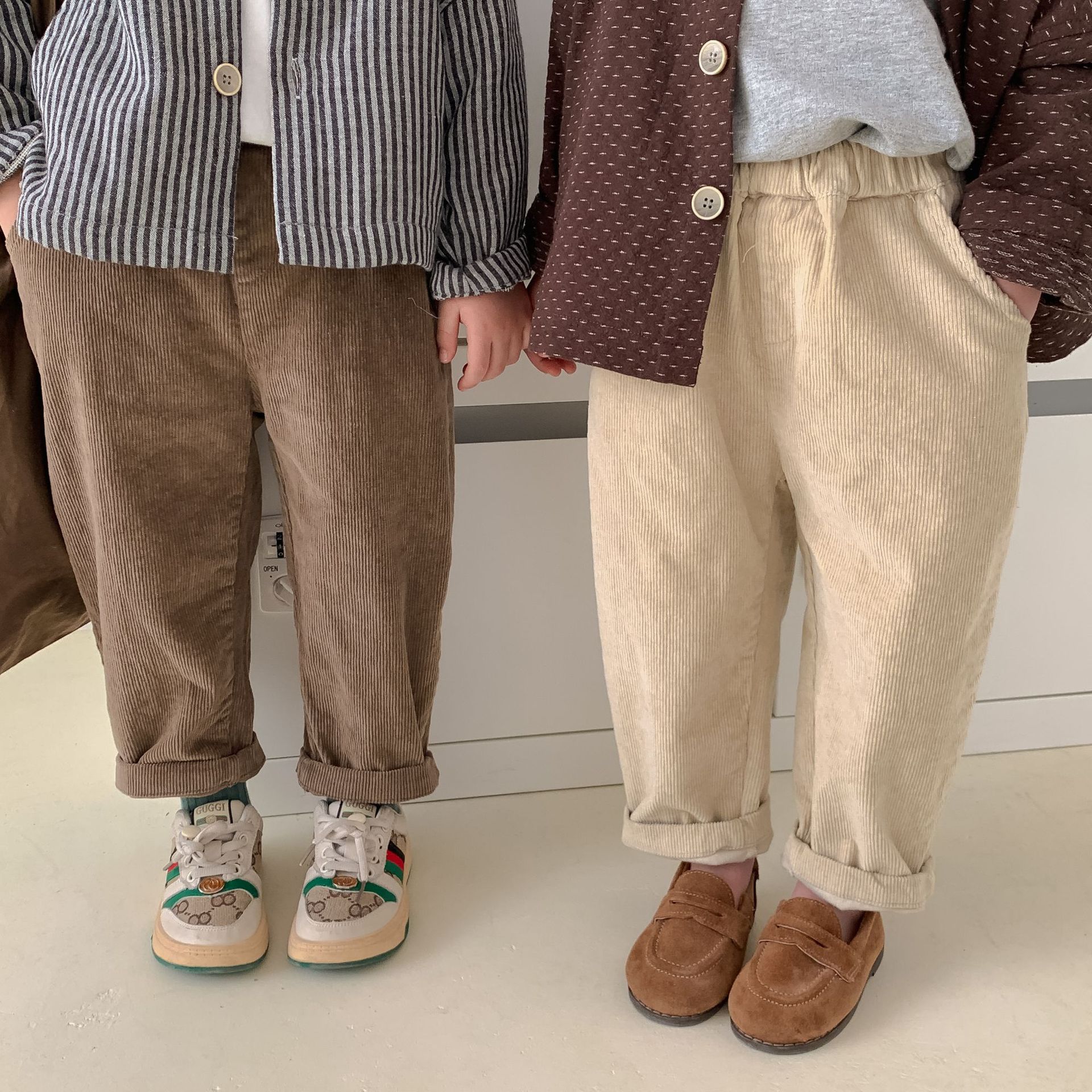 Vintage Style Solid Color Cotton Blend Boys Pants display picture 4