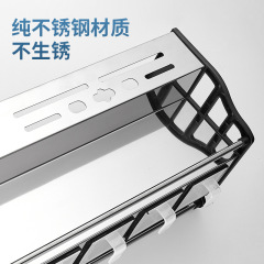 Stainless steel hole-free kitchen rack wall-mounted spice rack multi-purpose storage shelf knife holder wall hanger
