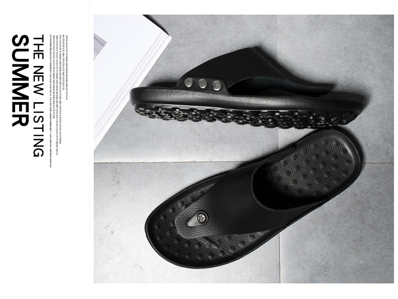 New casual men's herringbone slippers Korean version minimalist flat bottomed beach shoes fashionable and comfortable_voghion.com