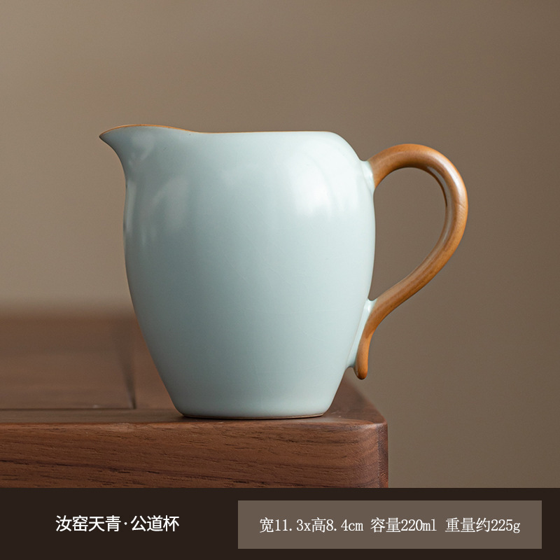 天青色汝窑三才盖碗敬茶碗家用开片可养功夫茶具喝茶杯泡茶器单个|undefined
