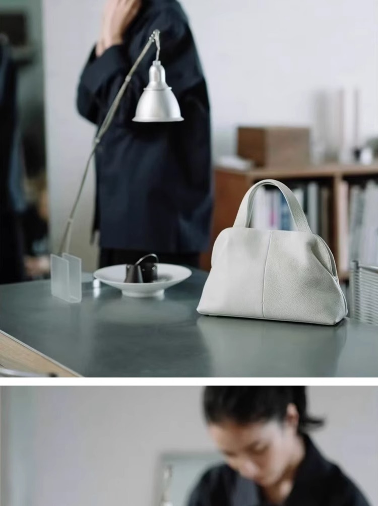 Top-grain cowhide large-capacity genuine leather handbag for women, 2025 new autumn and winter, a unique and high-end Boston pillow bag Item Picture