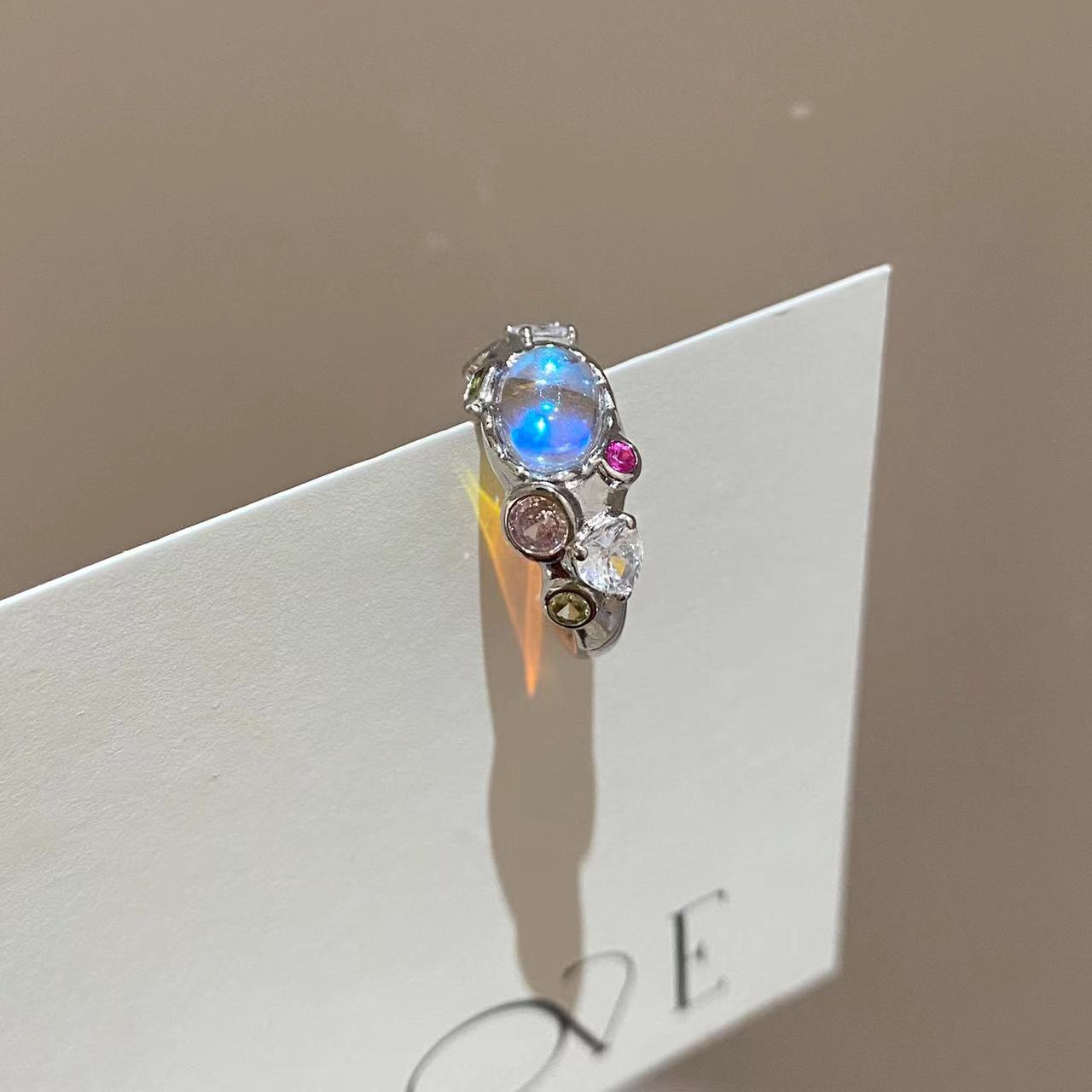 Fashion Oval Copper Inlay Zircon Open Ring 1 Piece