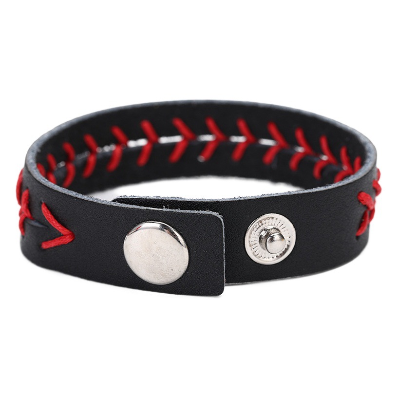 2022 estilo coreano creativo mano cuero decorativo pulsera cera hilo costura decoración con hebilla de cobre pulsera de béisbol