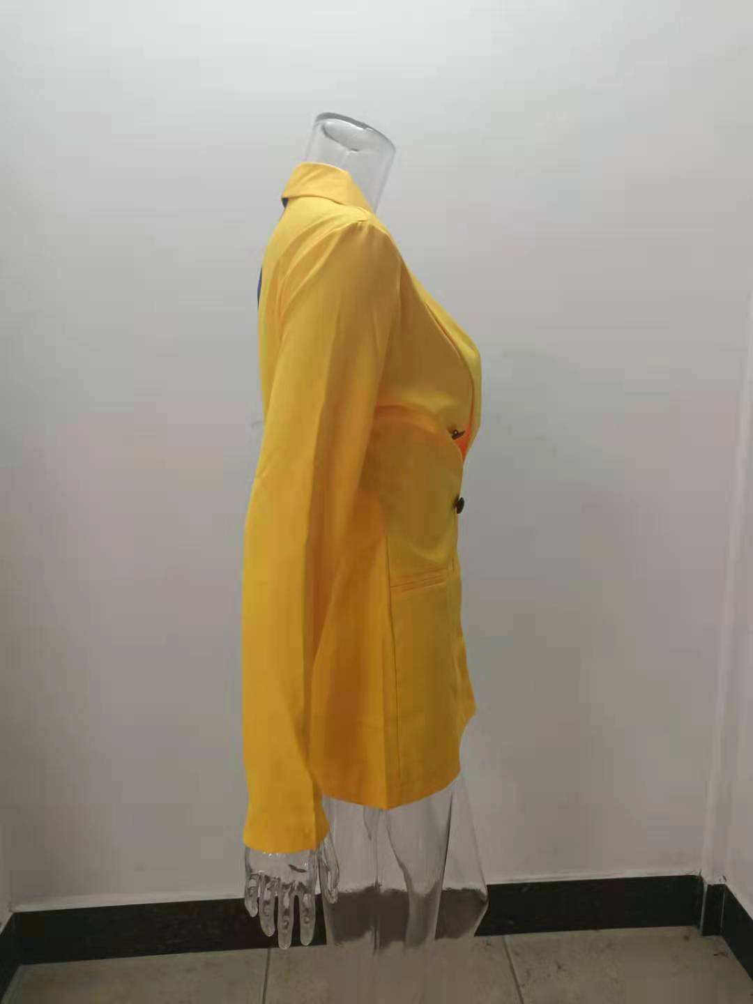 V-neck Cardigan Blazer Professional Wear For Women Patchwork Style_voghion.com