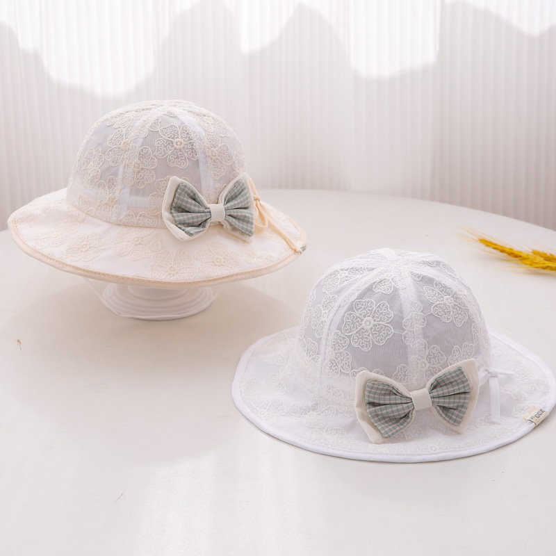 Sombreros para bebés primavera y otoño delgados niñas arco bebés sombreros de cuenca primavera y otoño bebé sombreros pescadores sombreros
