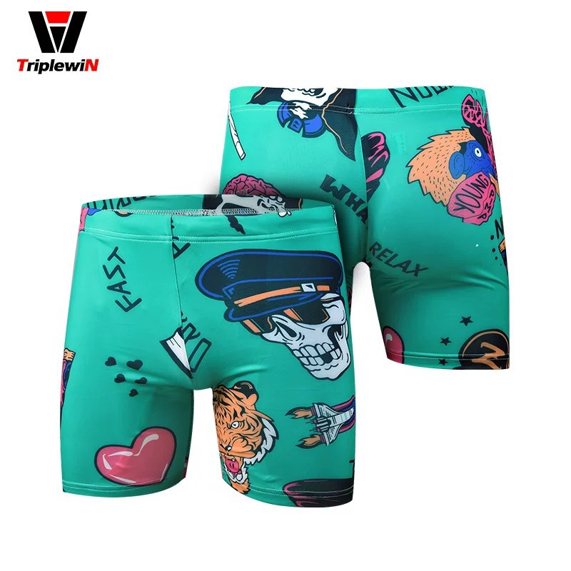 Men's Cute Cartoon Swim Trunks, Anti-Embarrassment Quick-Dry Shorts, Beach Water Park Anime Print Hot Spring Pants