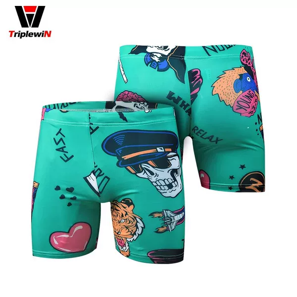 Men's Cute Cartoon Swim Trunks, Anti-Embarrassment Quick-Dry Shorts, Beach Water Park Anime Print Hot Spring Pants