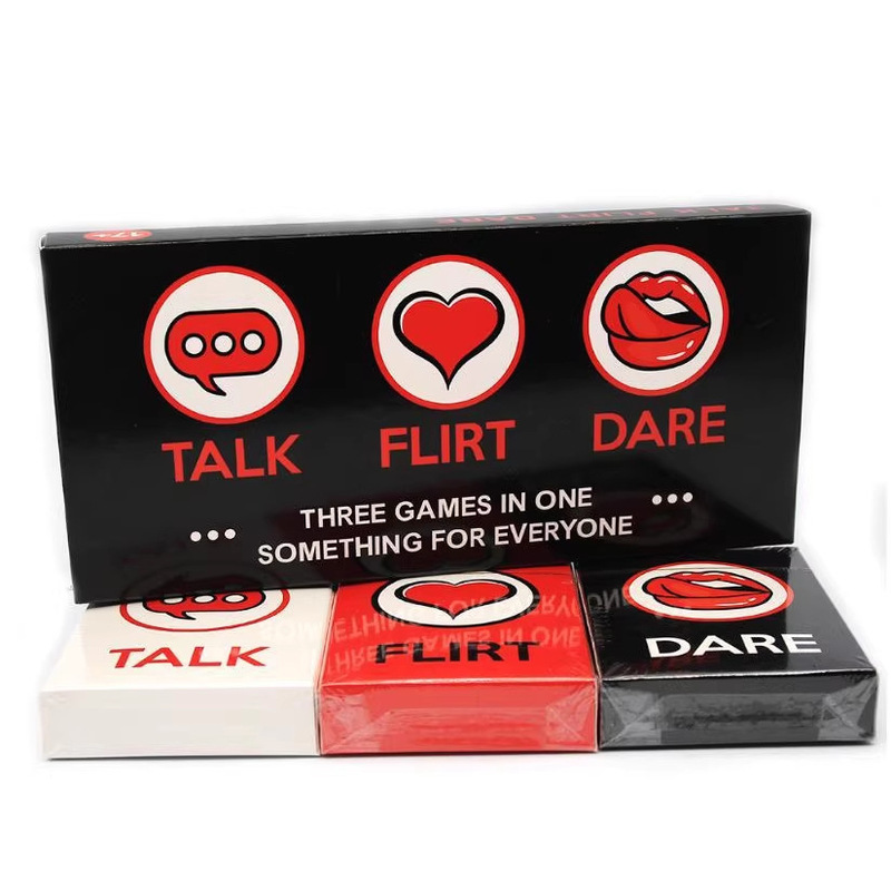 English Version of Talk Flirt Dare, a Couple's Interactive Board Game Card Game, a Fun Game for Parties and Dates, Three-In-One