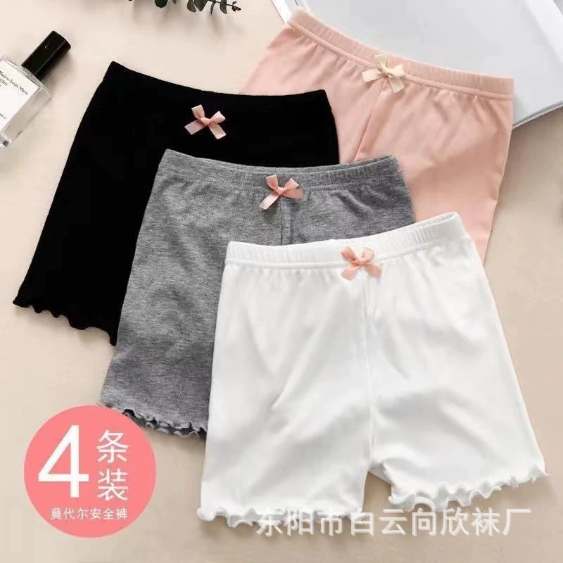 Защитные брюки для девочек, антиэкспозиционные брюки из модала с бантом, брюки три четверти, летнее детское нижнее белье, боксеры, защита от воздействия